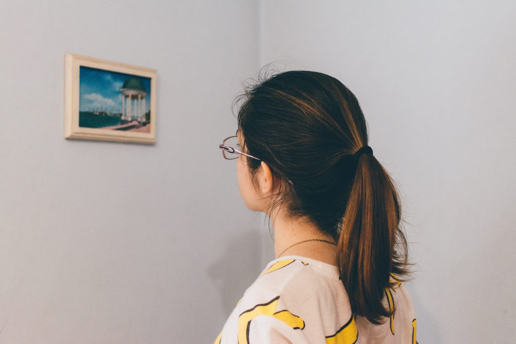 woman thinking, picture frame, frame